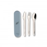 Stainless Steel Cutlery Set with Silicon Case - Spaceship Dusty Blue