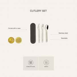 Stainless Steel Cutlery Set with Silicon Case - Black