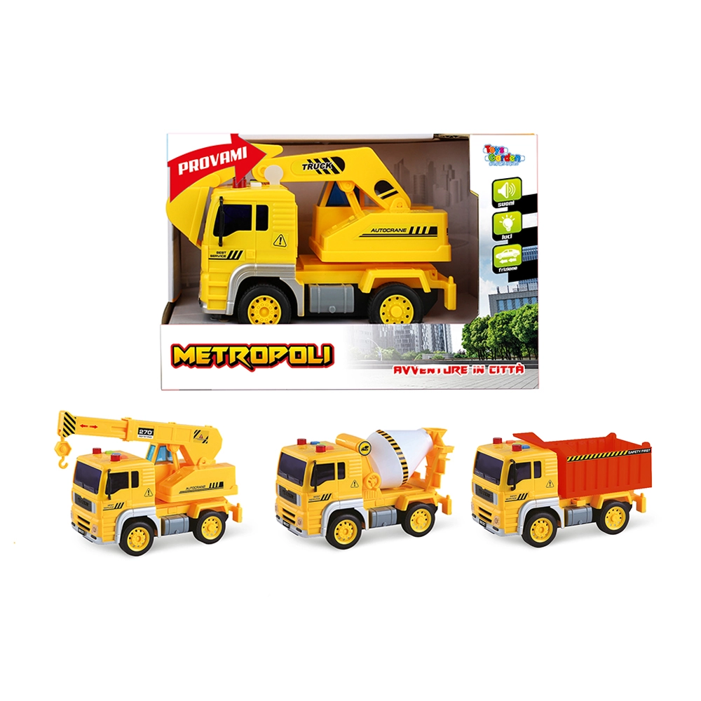 Metropoli - Construction Site Vehicles with Lights and Sound Set - 4 pcs